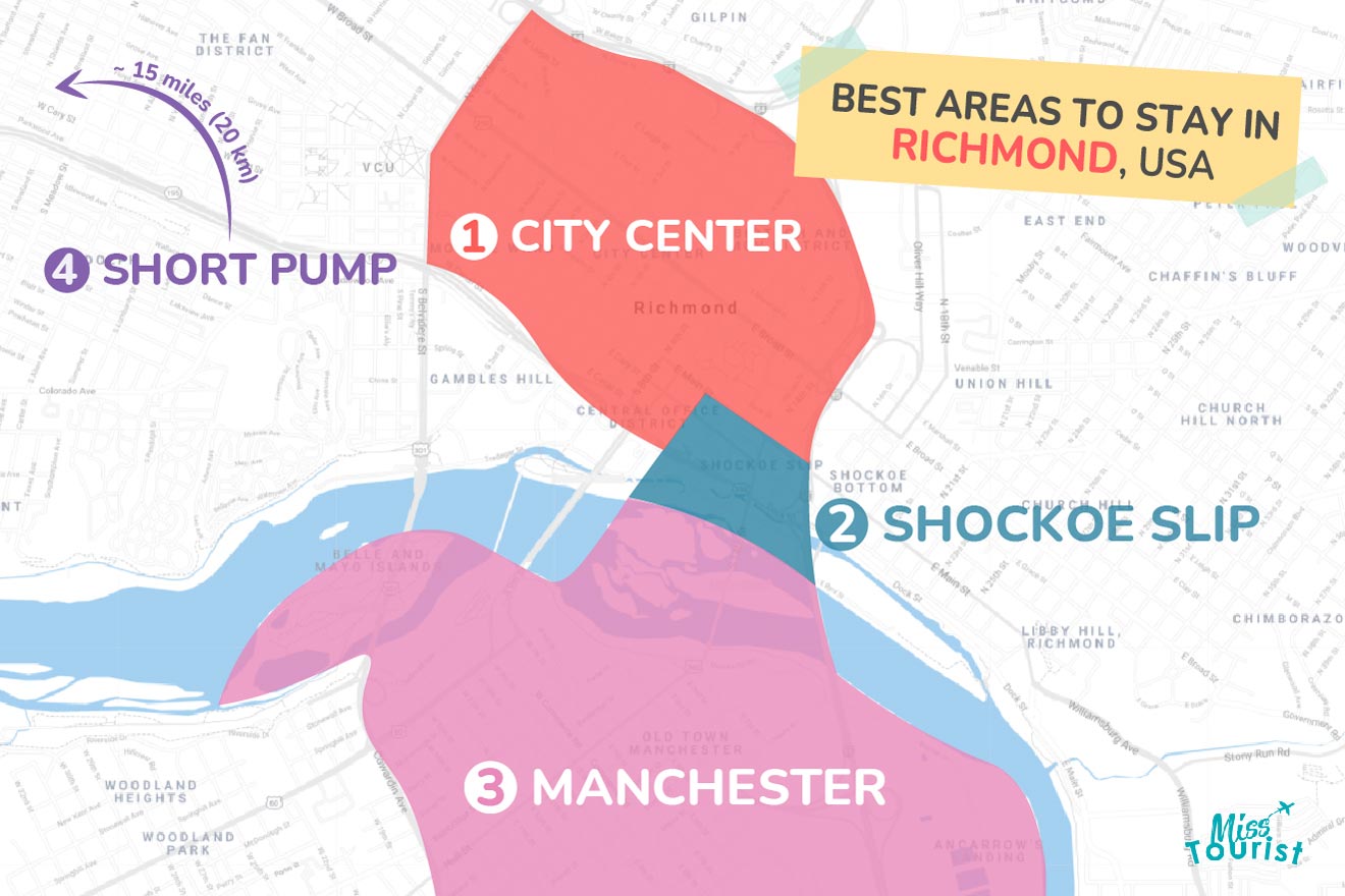 Map of best places to stay Richmond